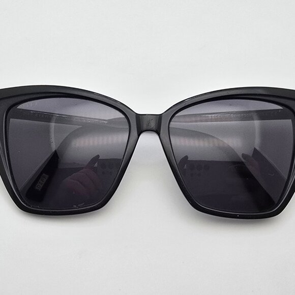 Diff Eyewear Becky II Black Frame Polarized Dark Smoke Lens Cat Eye Sunglasses - Picture 14 of 16